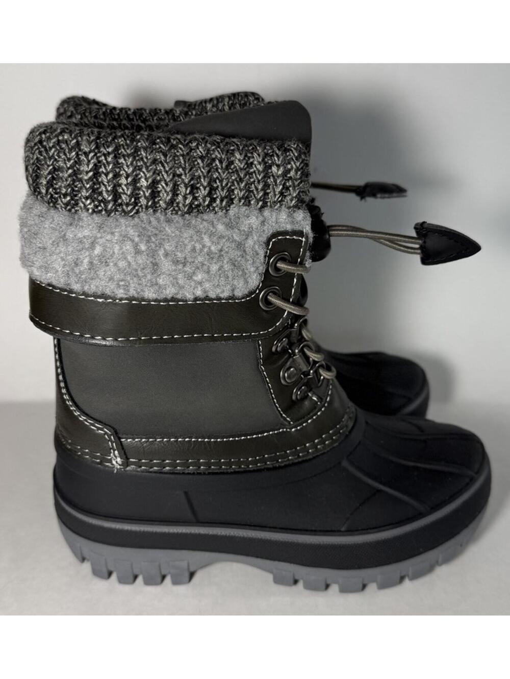 DREAM PAIRS Kids Insulated Waterproof Snow Boots Black/Grey